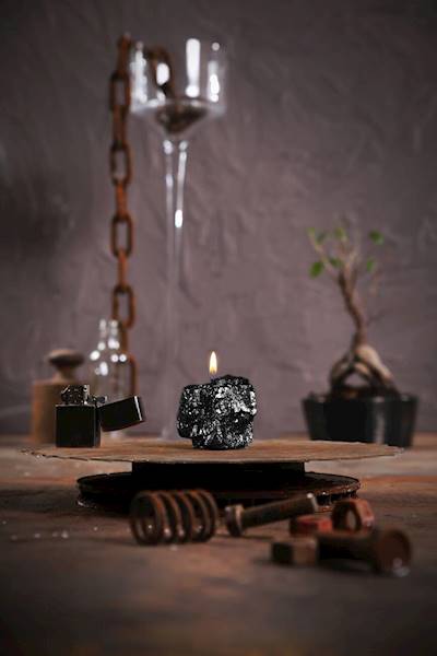 Świeca Candle Rock Small Black Metallic