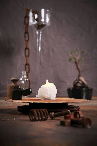 Świeca Candle Rock Small White