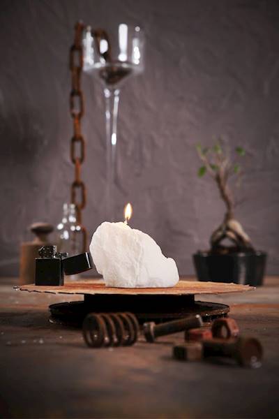 Świeca Candle Rock Medium White