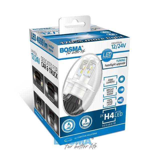 Ż.12/24V LED H4- 6000K 4000lm KPL 6070 BOSMA