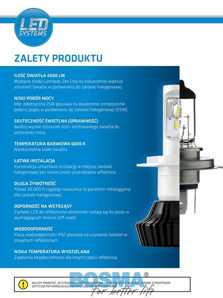 Ż.12/24V LED H1- 6000K 4000lm KPL 6063 BOSMA