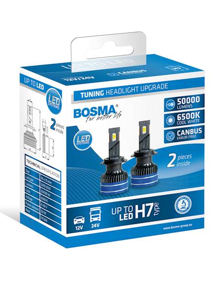 Ż.12/24V LED H7- 6500K 50000lm KPL 7640 BOSMA