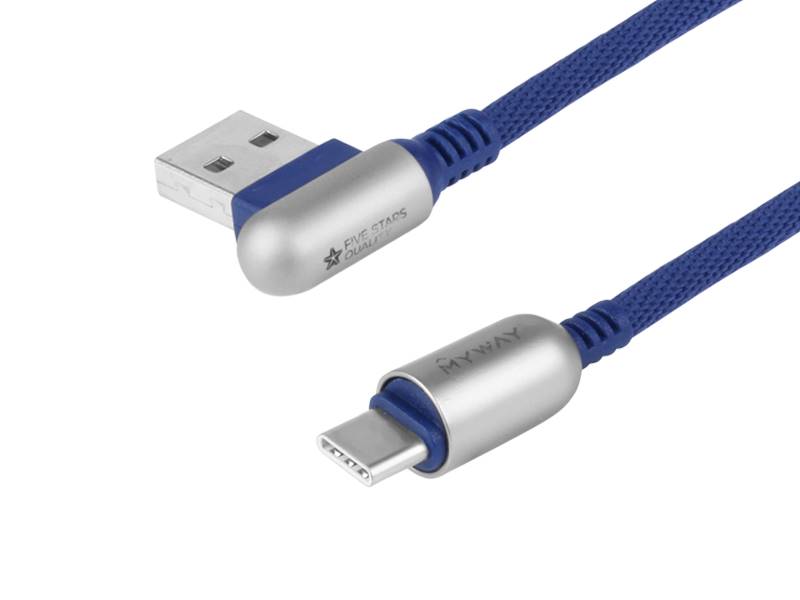 KABEL MYWAY ład.i synch.120cm USB / USB-C.kąt.