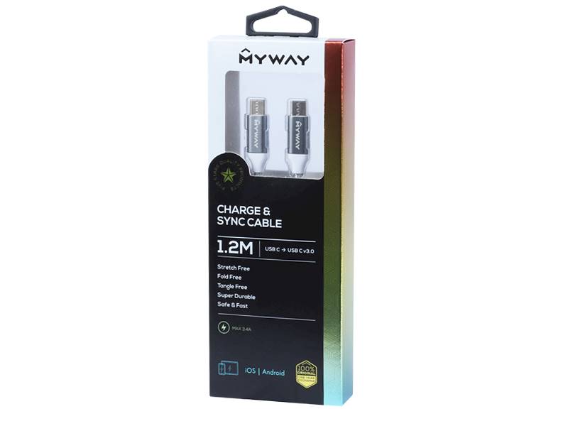 KABEL MYWAY ład.i synch.120cm USB-C x2 3,0