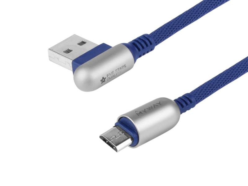 KABEL MYWAY ład.i synch.120cm USB / microUSB kąt