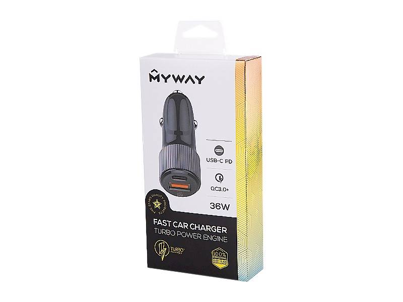 ŁADOWARKA MYWAY 12/24V 36W USB-C PD+QC3.0