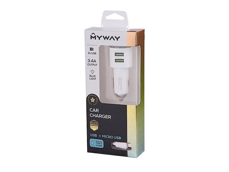 KABEL MYWAY-ład.wtyczka+kabel USB-mic.USB 3,4A 
