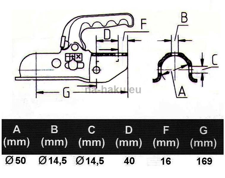 ZACZEP KULOWY 2700kg rura 50mm KNOTT K-27A