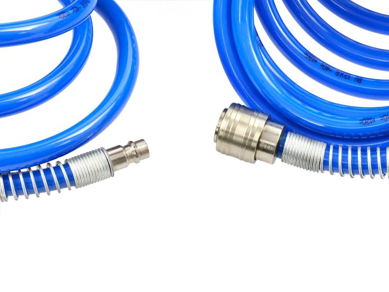 WĄŻ SPIRALNY PU 12x8 20m zakuty nienieski