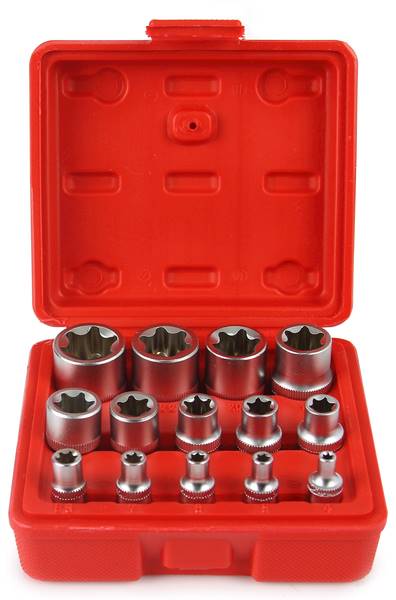 KLUCZE IMBUS  14-el. TORX E4-E24 1/2"+3/8"+1/4