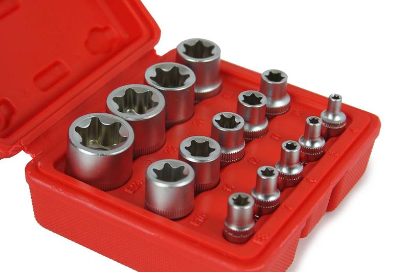 KLUCZE IMBUS  14-el. TORX E4-E24 1/2"+3/8"+1/4