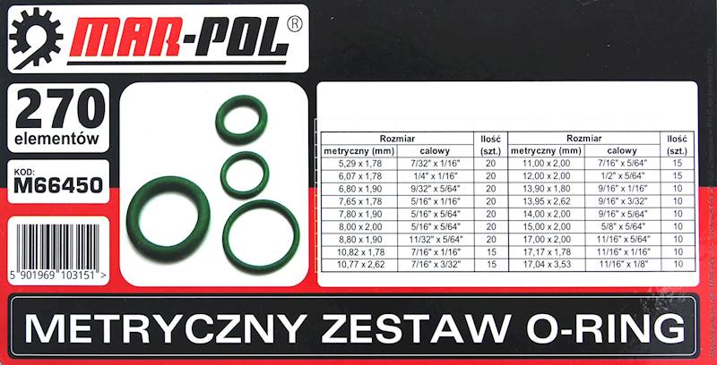 ZESTAW ORINGÓW METRYCZNE 270 szt zielone HNBR