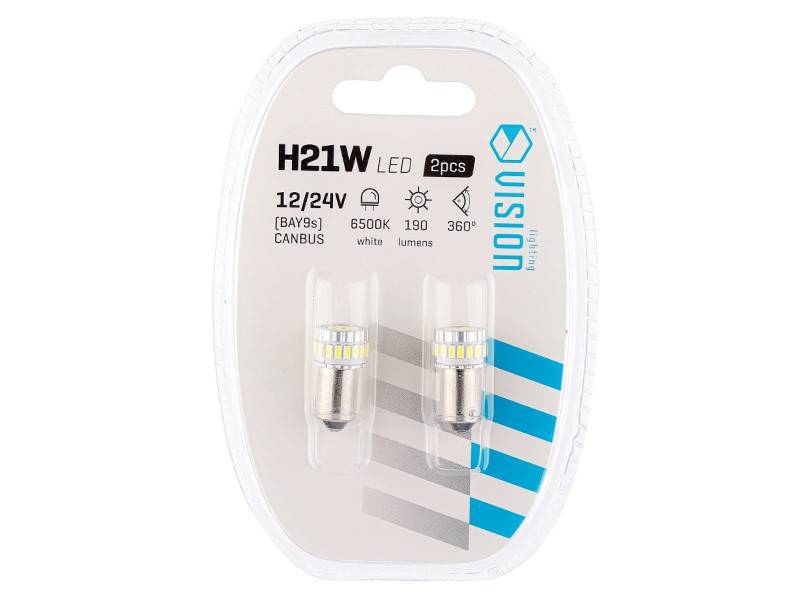 Ż.VISION 12V LEDx 18 H21W BAY9s SMD CANBUS BIAŁA