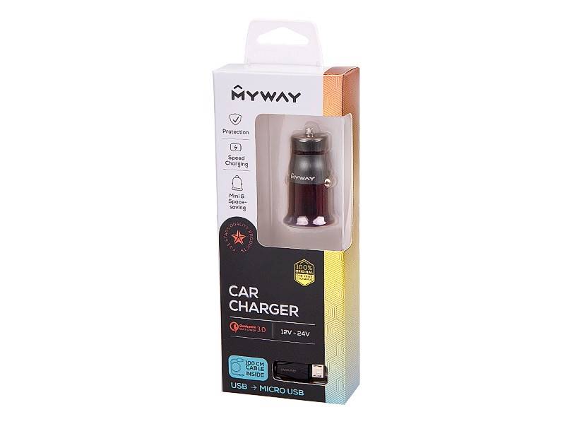 ŁADOWARKA MAWAY 12/24V QC3.0 1x USB + kabel micro 