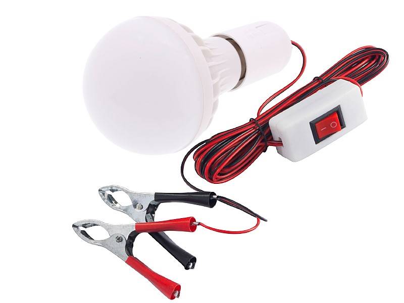 LAMPA LED 12V z zaciskami - krokodylkami