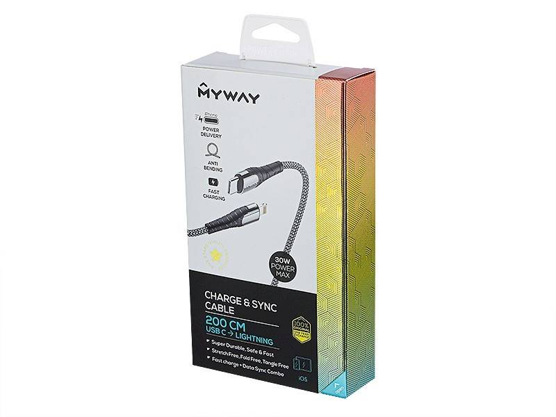 KABEL MYWAY ład.i synch.200cm USB-C/ Lightining