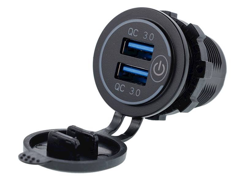 ŁADOWARKA do zabudowy 2x USB 3.0A, z wył.i wyśw. 