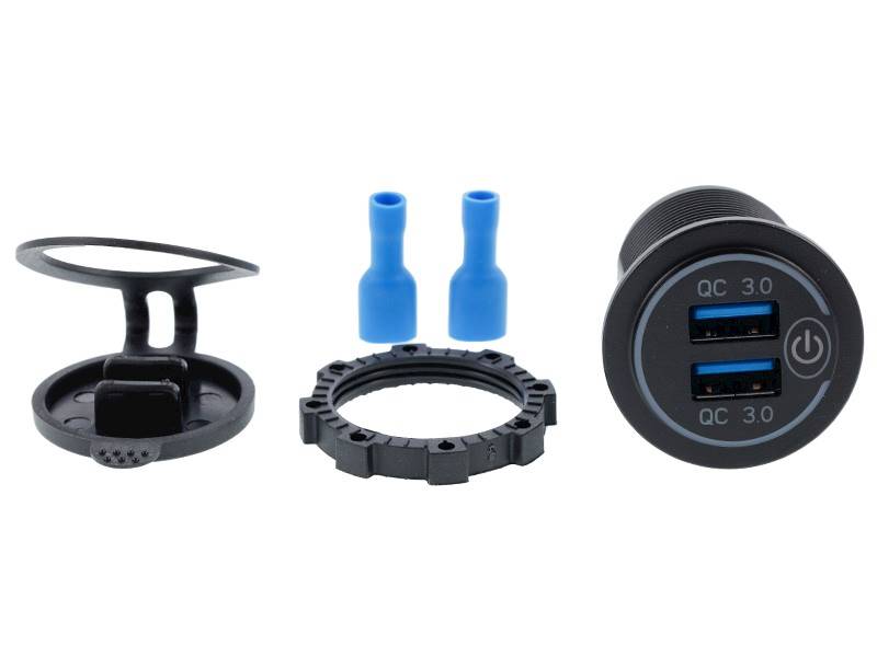 ŁADOWARKA do zabudowy 2x USB 3.0A, z wył.i wyśw. 
