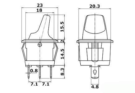 PRZEŁĄCZNIK HEBELKOWY KCD1-101B 3pin 230V zielony