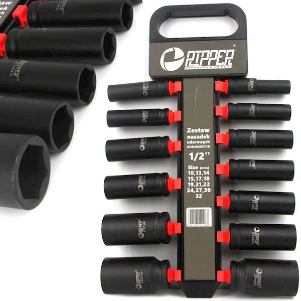 KLUCZE- zest. 13-el.nasad.udar 1/2" 10-32mm RIPPER