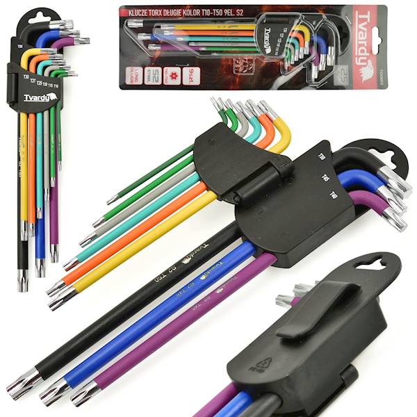 KLUCZE IMBUS.-TORX T10-T50 długie 9el. kolor