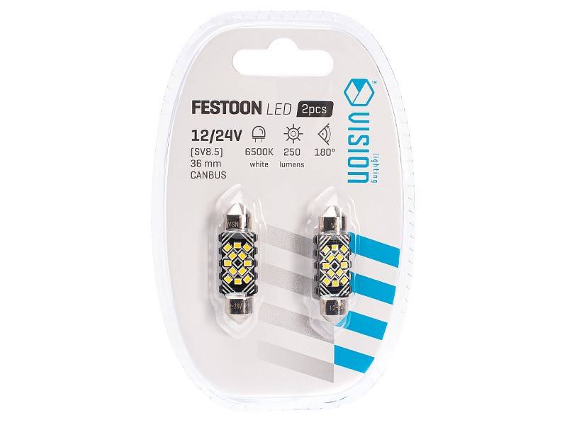 Ż.VISION 12/24V LEDx 12 Festoon SV8,5 36mm CANBUS