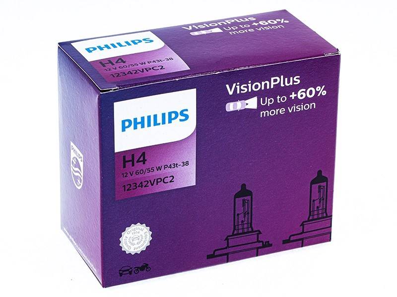 Ż12V H 4 60/55W P43t PHILIPS VisionPro +60%