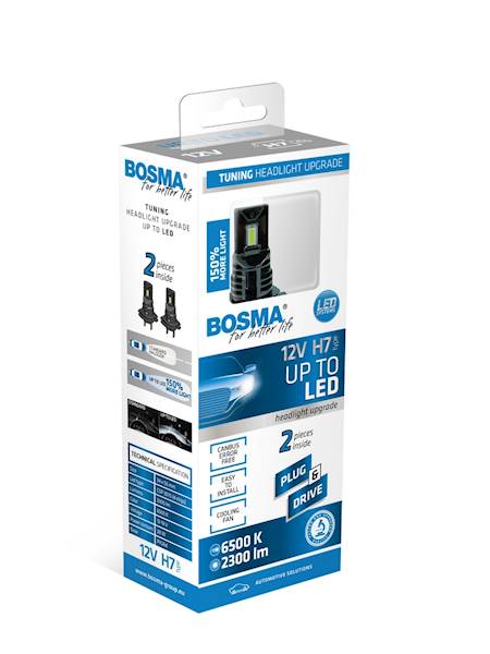 Ż.12V/24v LED H7- 3000lm KPL 2szt 7626 BOSMA