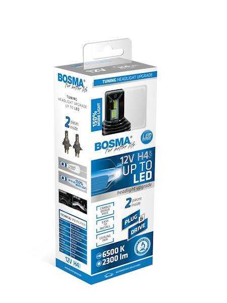 Ż.12V LED H4- 6500K 4600lm PLUG & DRIVE 7282 BO