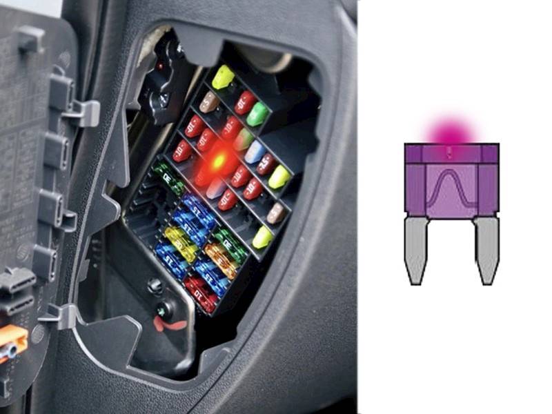 BEZPIECZNIK ZEST.PŁYT.MINI 10szt +wskaxnik led