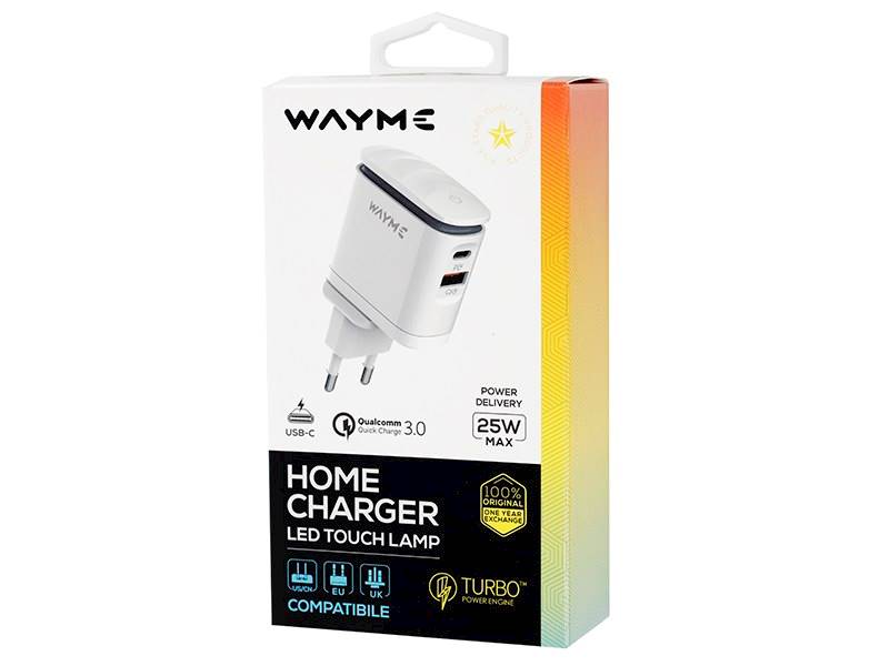 ŁADOWARKA WAYME 25W USB-c PD dotyk.lamp.led+adapt.