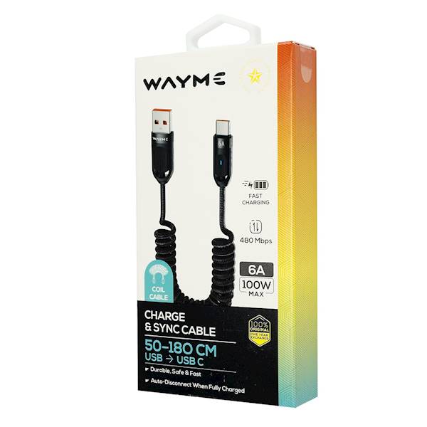 KABEL WAYME ład.i synch.180cm USB/USB-C .spirala