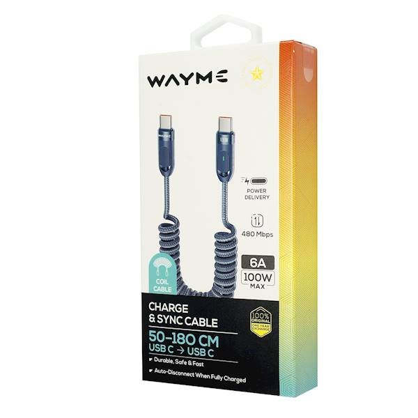 KABEL WAYME ład.i synch.180cm USB-C/USB-C .spirala