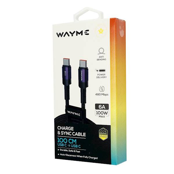 KABEL WAYME ład.i synch.100cm USB-C/USB-C w oplo.