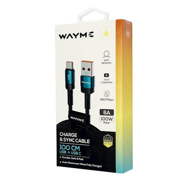 KABEL WAYWE ład.i synch.100cm USB / USB-C w opl
