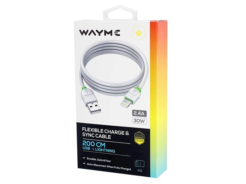 KABEL WAYME ład.i synch.200cm USB/ Lightining sili
