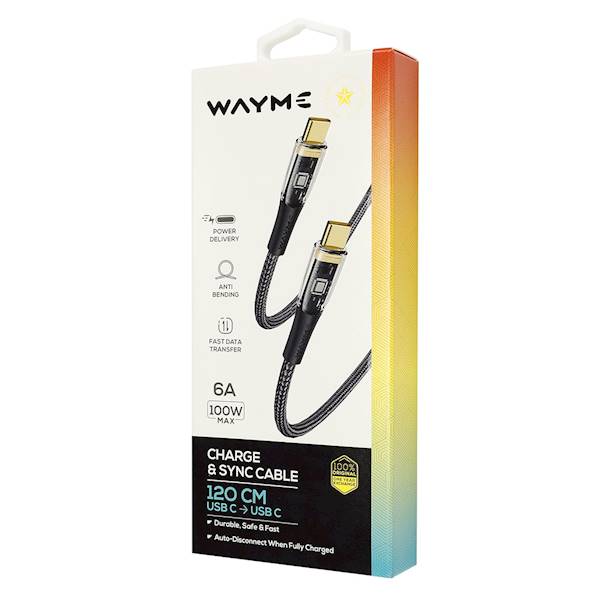 KABEL WAYME ład.i synch.120cm USB-C/USB-C w oplo.