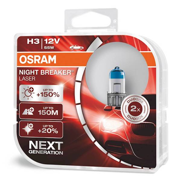 Ż12V H 3  55W P43t OSRAM Night Brea.Laser+150%