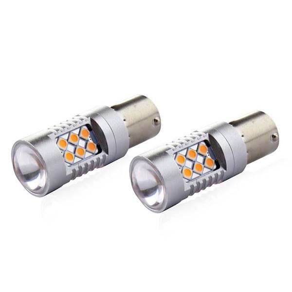 Ż12/24V LEDx24 SMD BA15s CANBUS P21W ORANGE 2szt