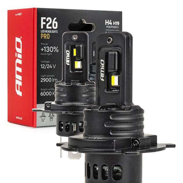 Ż.12/24V LED H4/H19 6000K 2900Lm +130% F26 PRO