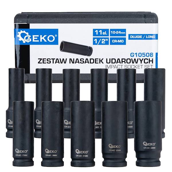 KLUCZE -zest. 11-el.nasad.udar.1/2" 10-24mmCR-MO
