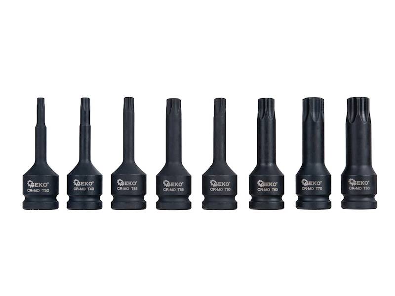 KLUCZE- zest.  8-el nasad.udar.1/2" T30-T80 TORX
