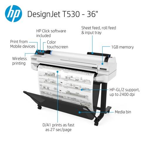 HP DesignJet T530 36"  ploter A0 5ZY62A +  GRATIS 
