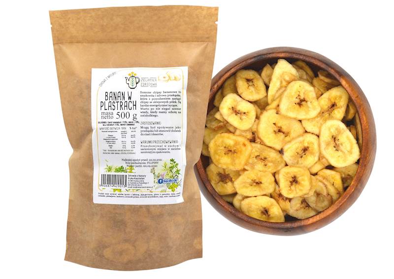 Banan w plastrach z olejem kokosowym 500g