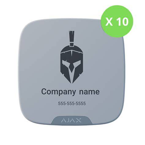 AJAX Batch of SS DD Brandplates (10 pcs) (Szyld reklamowy do sygnalizatora zewnętrznego (Bezpłatne drukowanie przy zamówieniu 4+ partii)) - biały