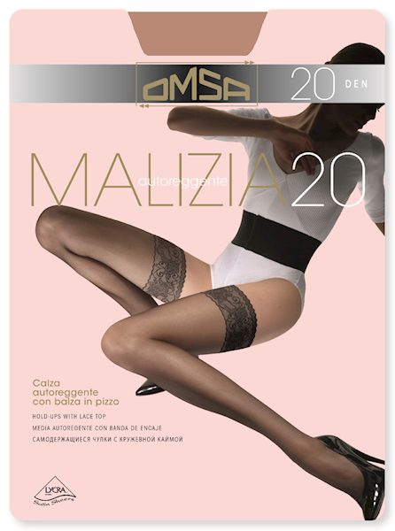 OMSA Pończochy samonośne Malizia 20 • Rozmiar: 4/L • Kolor: BEIGE NATURAL