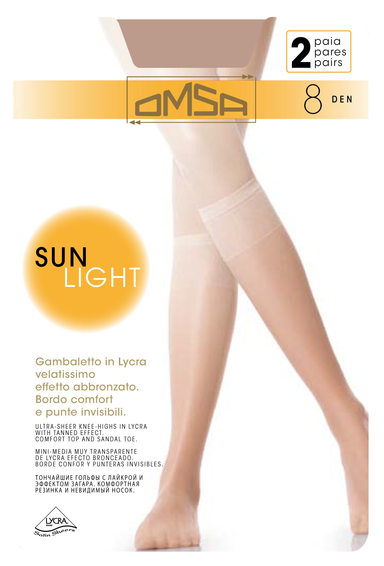 OMSA Podkolanówki Sun Light 8