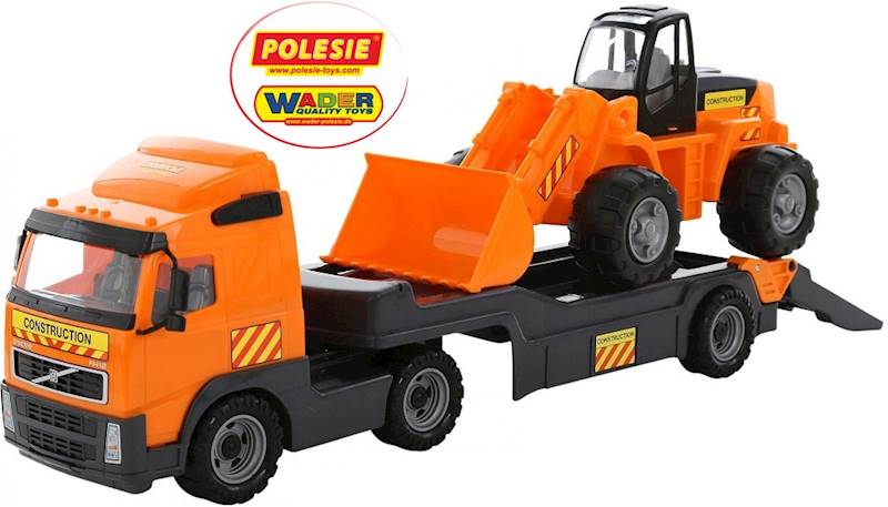36803 WIELKI TIR + NACZEPA LAWETA + ŁADOWARKA WADER - POLESIE