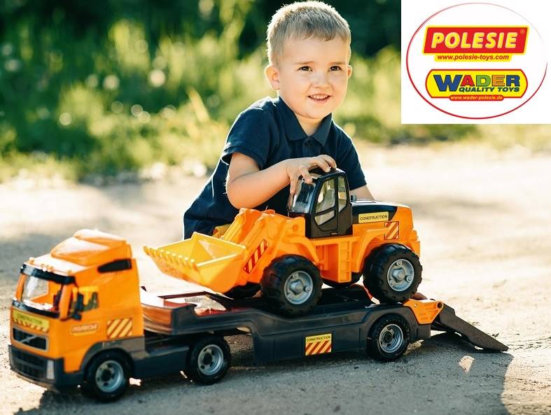 36803 WIELKI TIR + NACZEPA LAWETA + ŁADOWARKA WADER - POLESIE