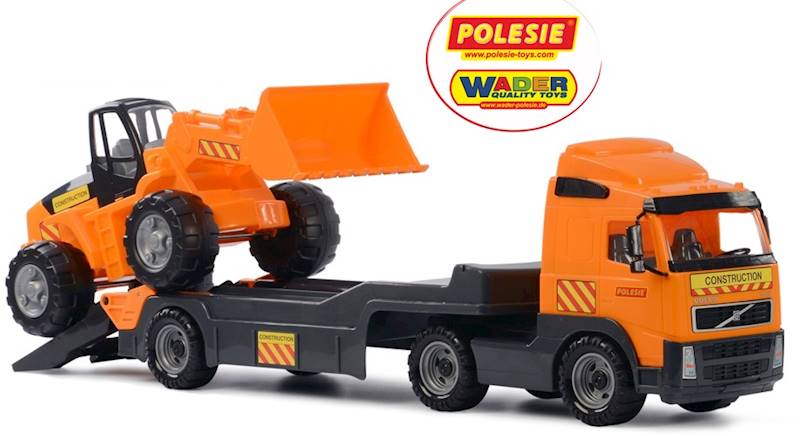 36803 WIELKI TIR + NACZEPA LAWETA + ŁADOWARKA WADER - POLESIE